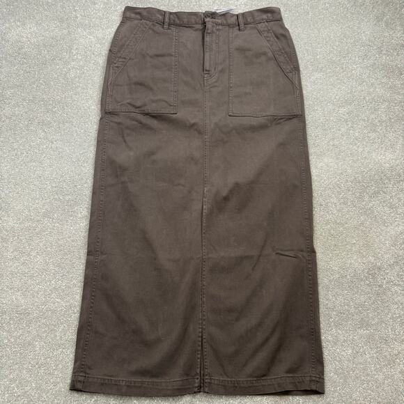 Madewell NWT Twill Patch Pocket Midi Skirt Cargo Field Olive Sz 29 Fall Chic 90s - Picture 3 of 16